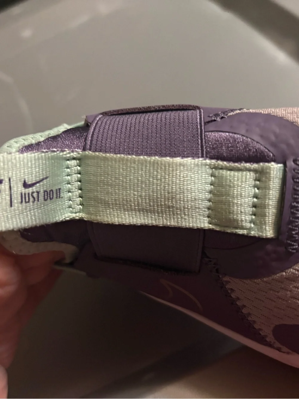 Nike Kids Slip-On Sneakers in Purple and Mint Green